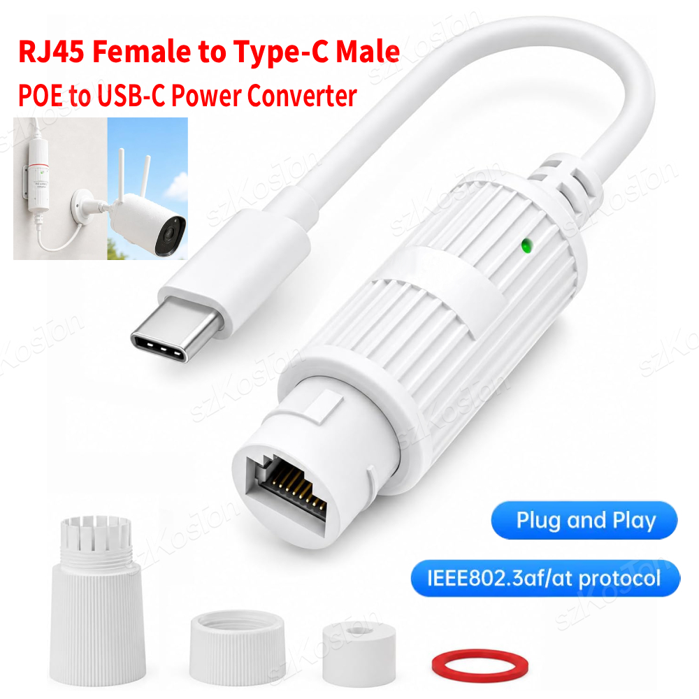 Power Over Ethernet - POE'den USB-C'ye Güç Dönüştürücü RJ45 Dişi